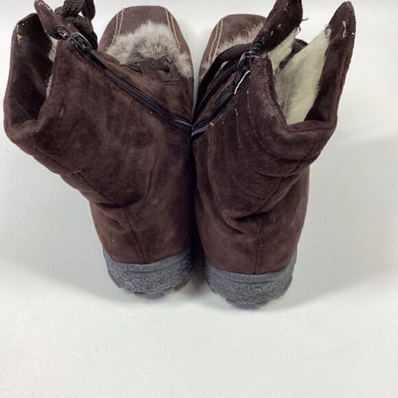 Vintage Blondo Suede Rabbit Fur Lace-Up Winter Snow Boots Brown Women’s Size 10 - Picture 3 of 11
